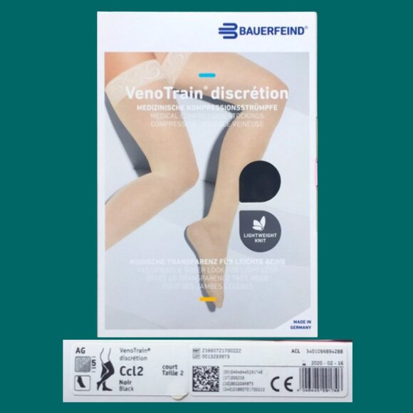 Bauerfeind VenoTrain Discretion Compression Stockings (Black) - Picture 1 of 16